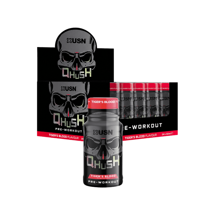 USN QHUSH Tigers Blood Pre-Workout Shots 24 x 60ml - Out of Date