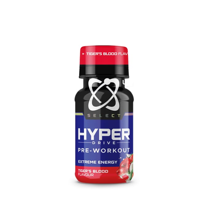 USN SELECT Hyperdrive Pre Workout Shot Tigers Blood 24 x 60ml - Out of Date