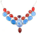 Valuable Multi Stone German 925 Silver Necklace Fabulous Gemstone Neck
