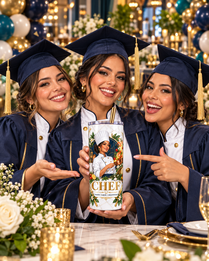 Vaso Térmico Chef de 20 oz – Regalo de Graduación para Cocinera