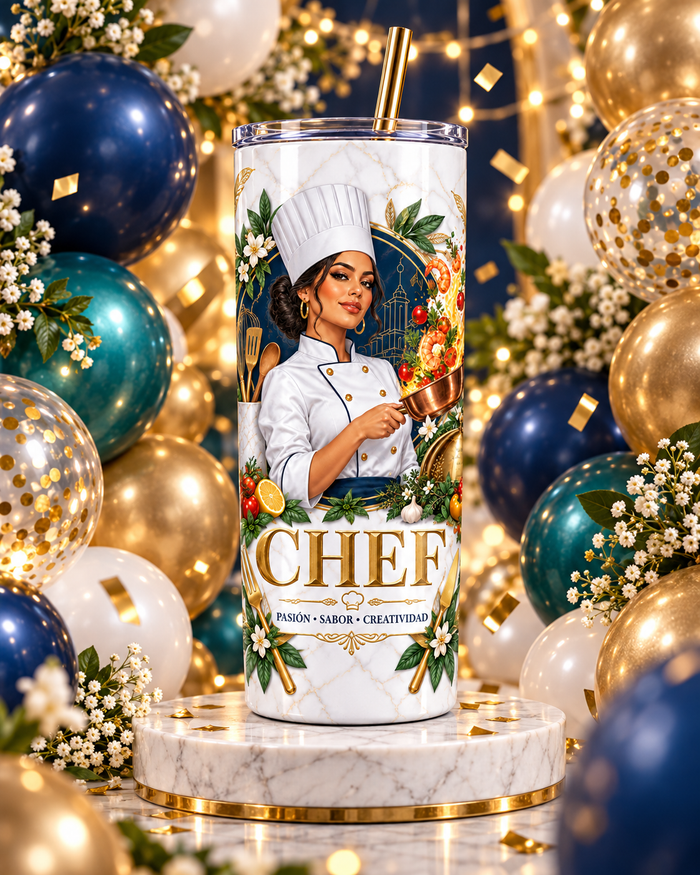Vaso Térmico Chef de 20 oz – Regalo de Graduación para Cocinera