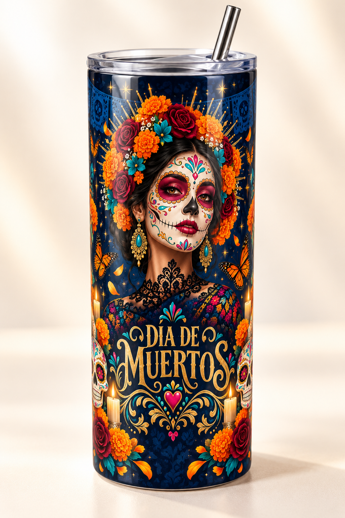 Vaso Térmico Día de Muertos con Catrina – Tumbler de 20 oz