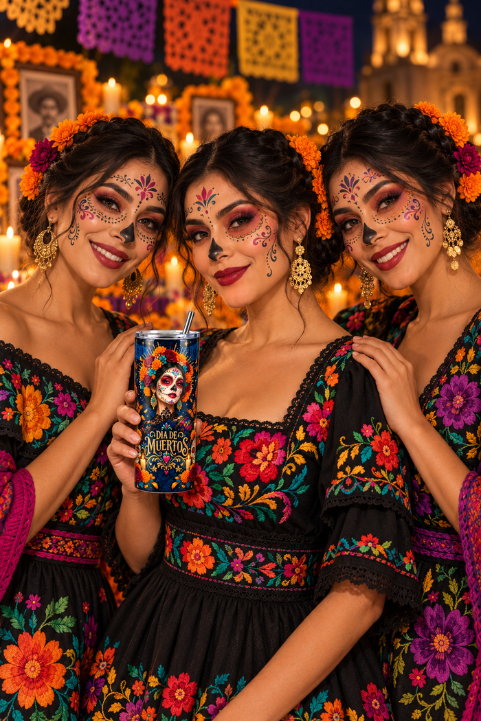 Vaso Térmico Día de Muertos con Catrina – Tumbler de 20 oz