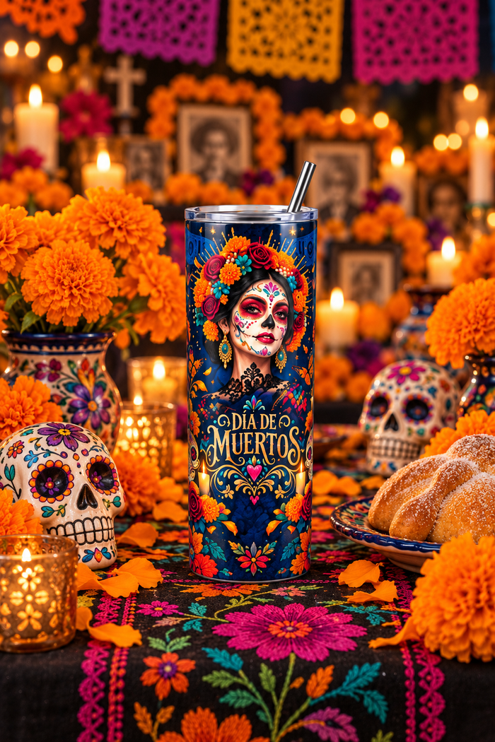 Vaso Térmico Día de Muertos con Catrina – Tumbler de 20 oz