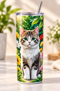 Vaso Térmico Gatito entre Flores 20 oz