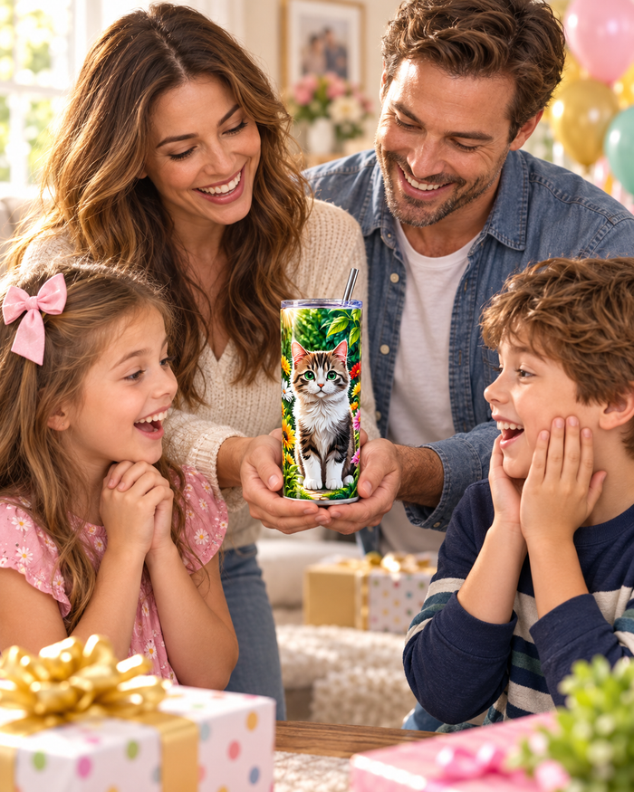 Vaso Térmico Gatito entre Flores 20 oz