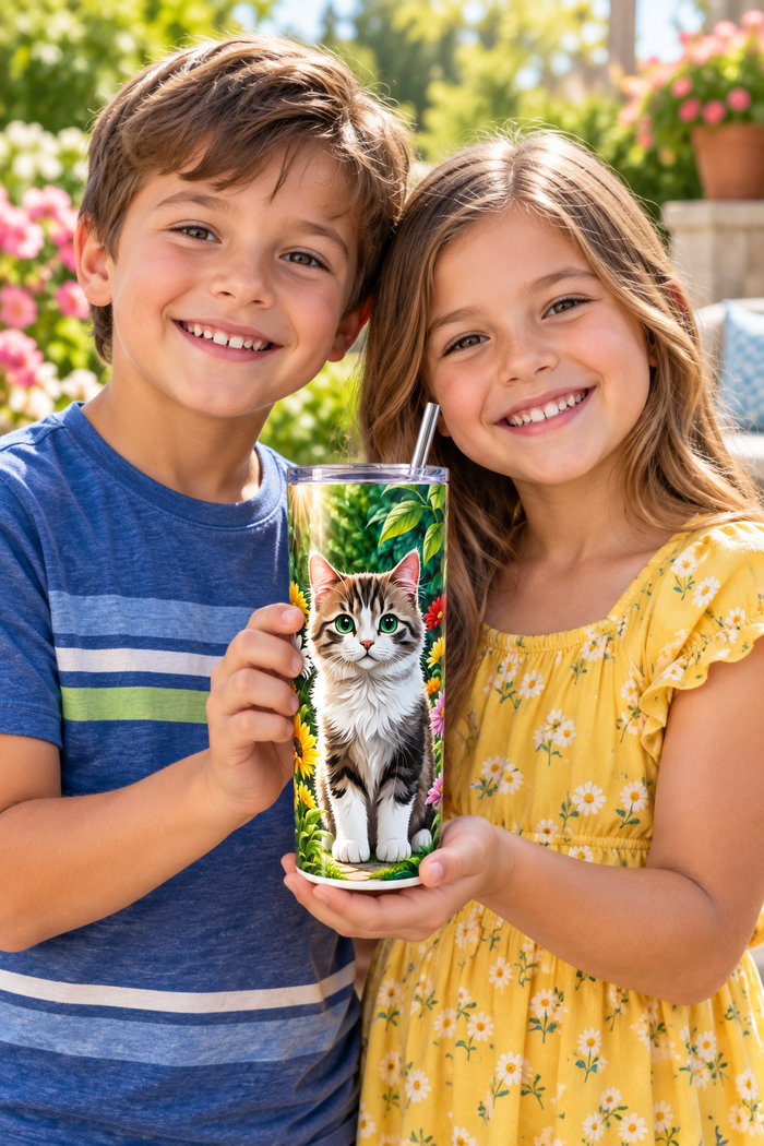Vaso Térmico Gatito entre Flores 20 oz