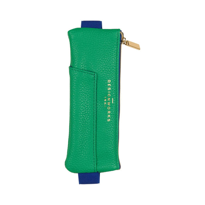 Vegan Leather Pen Pouch - Bright Green + Navy - A. Dodson's