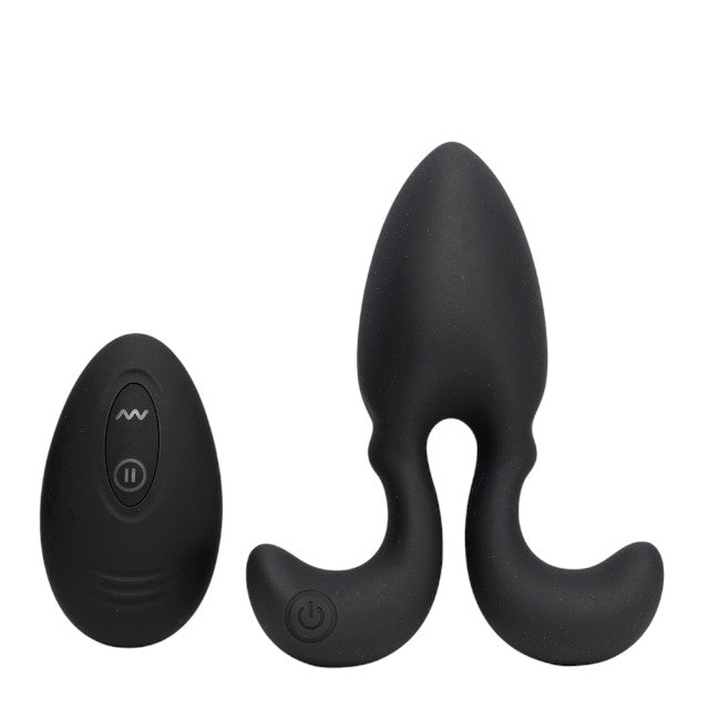 Vibrator anal INTY Toys – Blade, silicon, 7 functii vibratie, cu telecomanda wireless, negru