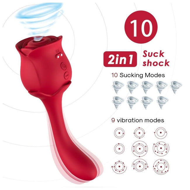 Vibrator Armony - Roselover, pentru stimularea punctului G si aspirarea clitoridiana, 10 functii de vibrare