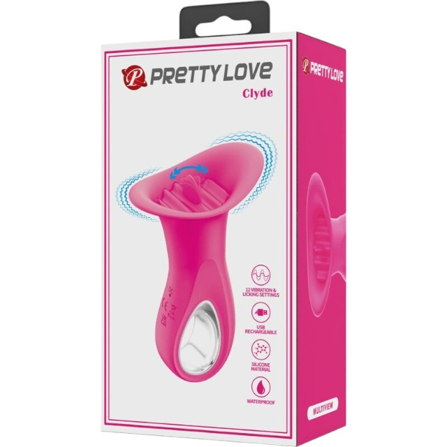 Vibrator PrettyLove - Clyde, pentru stimularea clitorisului, 12 functii de vibratie, 11.5 cm, roz