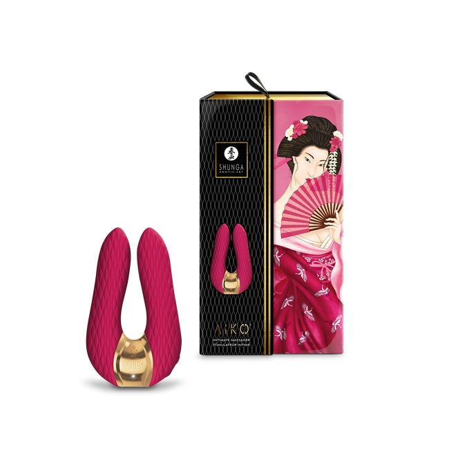 Vibrator Shunga - Aiko, pentru clitoris, 10 functii de vibratie, Raspberry, 10.8 cm