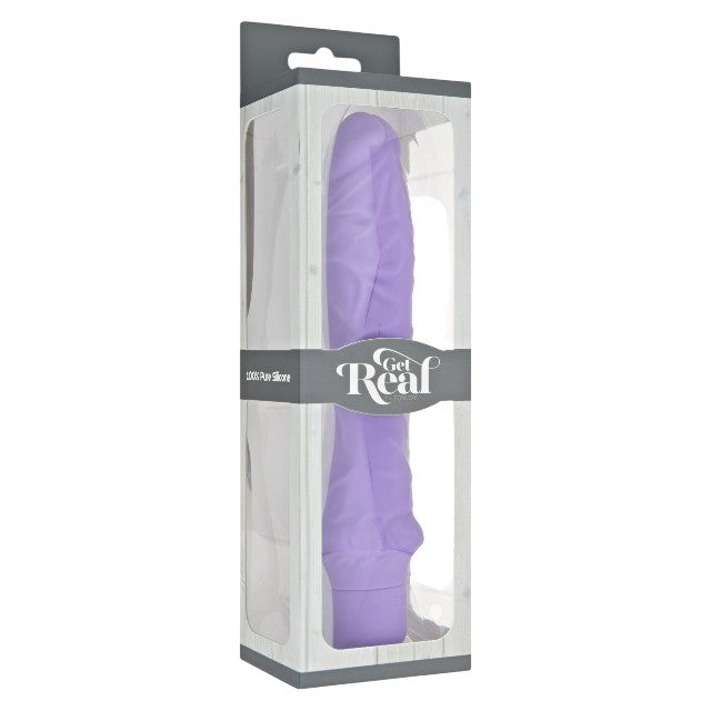 Vibrator TOYJOY Get Real - Classic Large Vibrator, din silicon, 7 funcții de vibrație, rezistent la apă, 24.9 cm, mov