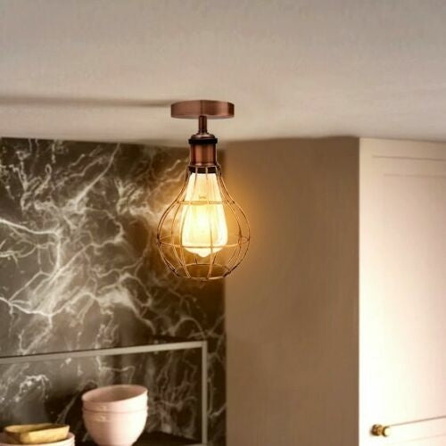 Vintage Industrial Flush Mount Ceiling Lamp Fittings~3666