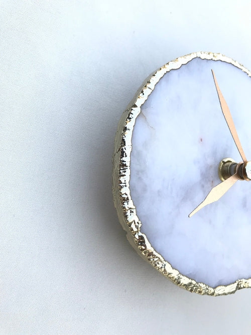 White Agate Desk/Wall Clock