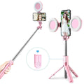 Wireless Bluetooth Selfie Stick with Led Ring Light Foldable Tripod