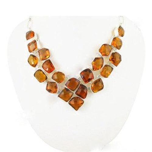 Yellow Glass German Silver Necklace Yellow Gemstone Necklace Stunning